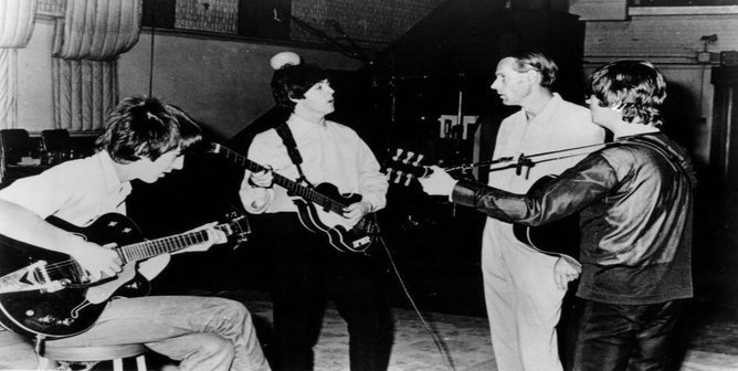 rsz beatles and george martin in studio 1966