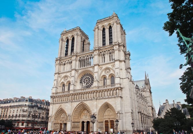 ancient-antique-architecture. Fire at Notre Dame Cathedral fully extinguished