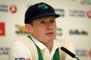 Ireland test player William Porterfield in test jersey in a press conference