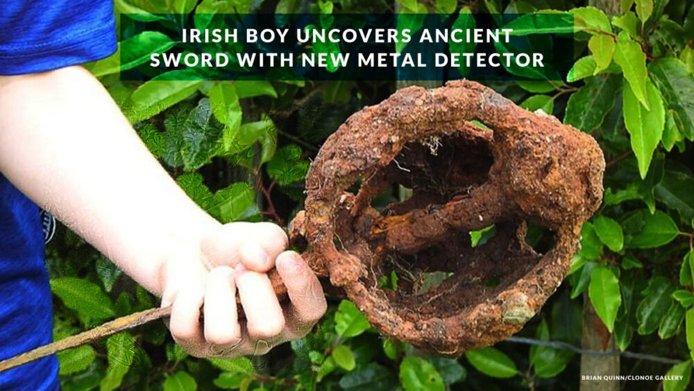 Boy finds sword