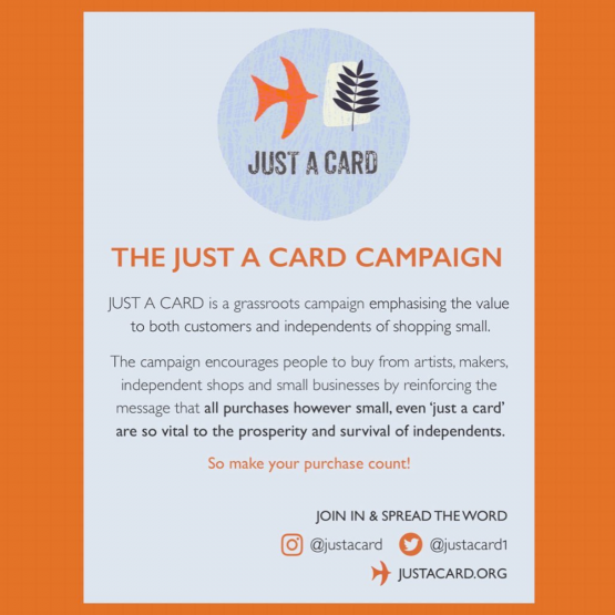 Social media campaign #justacard #adoptashop