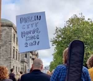 The protesters marched to Dublin City Council