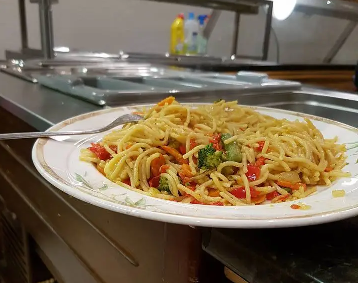 A plate of spagetting from Intercontinental food court