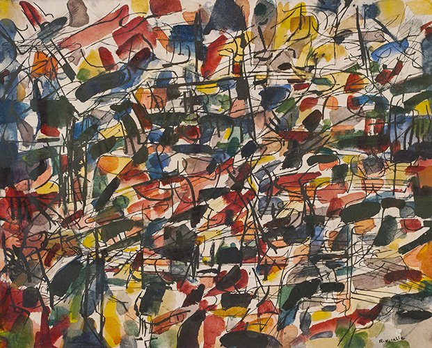 RIOPELLE Sans Titre c 1953 WC 13 5 x 17 2