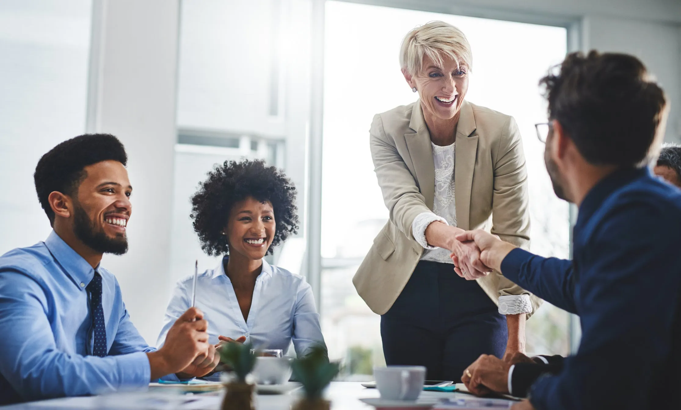Networking in the Netherlands: Professional Growth Guide 1 four people in an office shaking hands